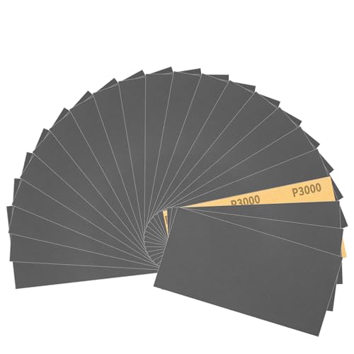 Sruhrak 93x230mm Papel de Lija Resistente al Agua, 30 Piezas de Lija para Uso en Húmedo y en Seco, Grano 3000, para Trabajar la Madera, Desincrustar Metales y Preparar Superficies.