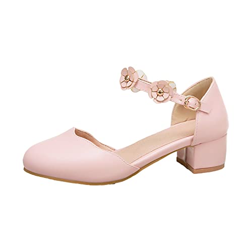 Toddler Baby Kid Little Girl Sandals Anti Slip Low Heel Shoes with Flower Hook Loop Summer Princess (Pink, 3 Big Kids)