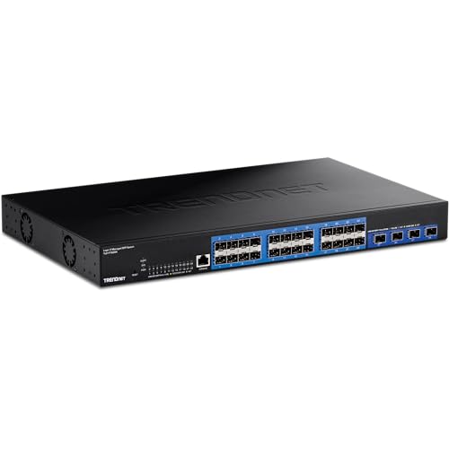 Image of TRENDnet 28-Port Layer 2 Managed SFP Switch with 10G SFP+ Ports, TL2-F70284, 24 x Gigabit SFP Ports, 4 x 10G SFP+ Ports, Web Based Management, 128Gbps Switching Capacity, Black (Renewed)
