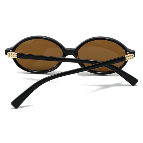 JOVAKIT Retro Oval Sunglasses for Women Vintage Fashion 90s Small Oval Frame Sun Glasses Oval Eyeglasses3