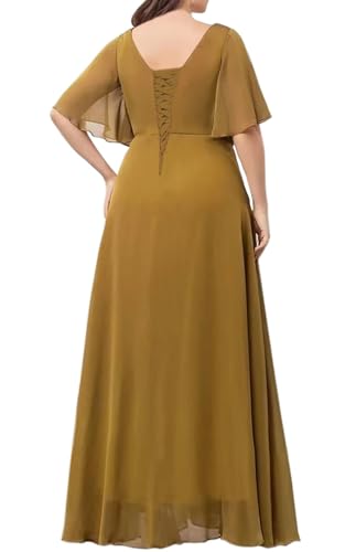 Short Sleeve Mother of The Bride Dresses Plus Size Chiffon Appliques Formal Evening Dress with Pocket4