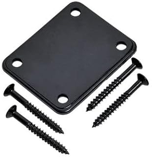 Square Neck Plate with Screws inc Gasket. Guitar Neck Plate Black with Mounting Screws Back Plastic Plate 4 Holes Compatible with Strat Tele Electric Guitar Bass