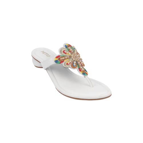 Image of Metro Women Fashion /Ethnic Embroidered Heel Slip-on Sandal