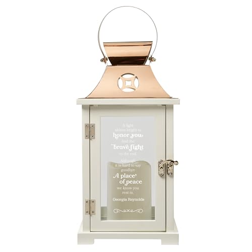 Let's Make Memories Personalized Memorial Lantern - Sympathy - Condolences - LED Candle - Automatic Timer - Wood/Stainless Steel - Copper Finish - A Brave Fight
