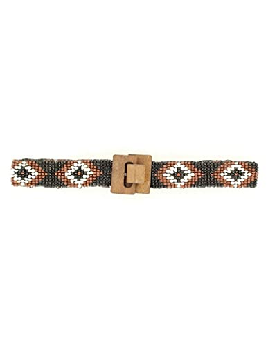 Nocona Girl's Stretch Beaded Diamond Pattern Belt, Black, S/M