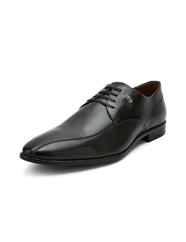 Image of Louis Philippe Men Premium Leather Breathable Lining Material Anti Slip with Heel TPR Sole Formal Derby Shoes