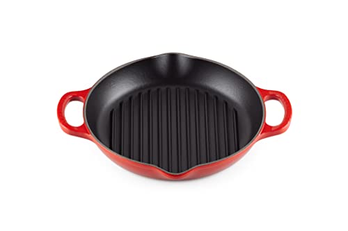 Le Creuset Parrilla redonda alta de hierro fundido esmaltado Signature con asa auxiliar, para...