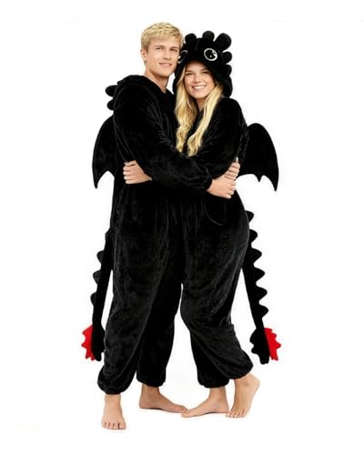 homwepajs Adult Dragon Onesie Pajamas Unisex Cute Animal Costume Cosplay Halloween Jumpsuit Sleepwear for Women Men