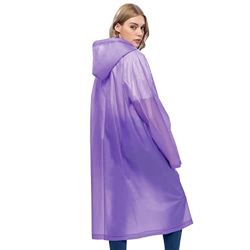 UNIQUEBELLA Regenmantel Eva Travel Transparent Regenponcho Regen Zubehör für Damen und Herren Regenbekleidung Regencape Regenjacke Wasserdicht für Wandern Radfahren Camping und Reisen (Lila, XL)