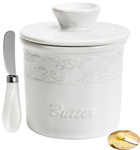 TAOUNOA Butterbehälter mit Messer – Französische Butterdose mit Deckel...