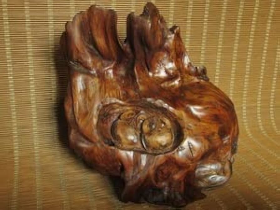 Amazon.co.jp: 屋久杉工芸品 フクロウ置物 山中良行 天然木