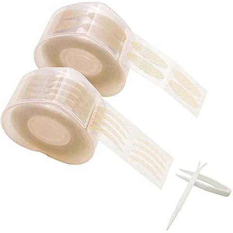 BlingKingdom 1200pcs Self-Adhesive Invisible Double Eyelid Tape Eyelid Lift Strips Instant Eyelid Stickers Eye Tapes Fiber for Hooded Droopy Uneven Mono-eyelids with Fork Rods and Tweezers Cover