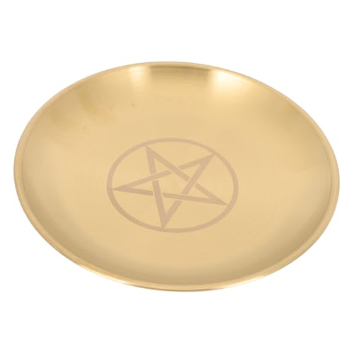 CLISPEED Plato Decorativo de Metal con Bandeja para Altar y Soporte para Velas Multiusos para Ceremonias Almacenamiento Seguro y Elegante para Hogar y Templos