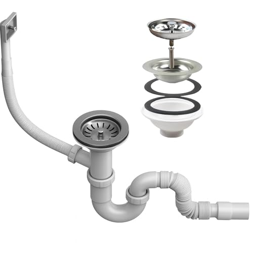 Çöpmak Evye Sifonu, Ø32 Çıkışlı, 11 cm Yandan Taşmalı, Koku Önleyici, Dayanıklı, Beyaz, Pvc Malzeme, Mutfak Lavabo için