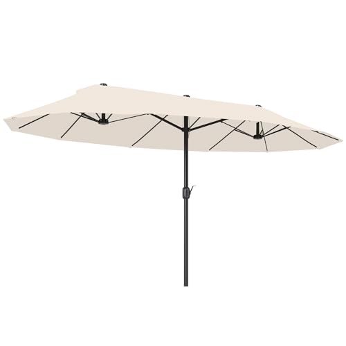 Outsunny Doppelsonnenschirm 455 x 265 cm, UV Schutz Sonnenschirm mit Handkurbel, Balkonschirm...