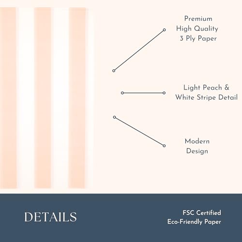 Image of Bonjour Fete Peach Cabana Stripe Paper Guest Towels | Disposable, 3-Ply Napkins | Premium Party Supplies & Decor | Holidays, Kids Themed Birthday Parties., Girl | Pack of 20, 4.25 inch x 7.75 inch