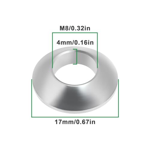 Be In Your Mind 5 Stück M8 Kugelscheibe Edelstahl Verchromt Außendurchmesser 17 Mm Kompatibel mit der Befestigung von Lederbesätzen An Autotüren