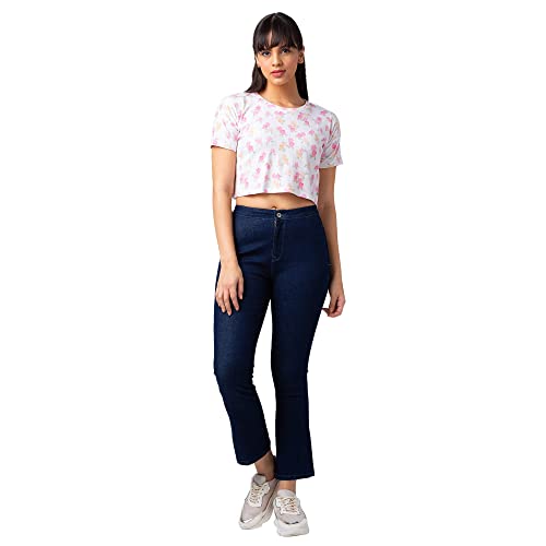 Image of Spykar Women High Rise Lycra Bootcut Fit Ankle Length Jeans (Elissa)