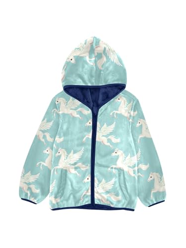 Cute Horse with Wings Girls Fleece Jacket Girls Fall Jacket Boys Coats Zip Up Hoodie Children Sherpa Warm Outerwear 2-10T