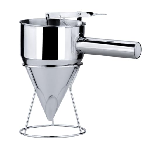 Jshigogo たこ焼き 生地流し 種落し 漏斗 ステンレス製 フィッシュボールファンネル スタンド付き たこ焼きツール たい焼き パンケーキ 鯛焼き 今川焼 大判焼き バッターセパレーター 家庭用 業務用 料理用品 キッチン調理用具 (8mm穴-600