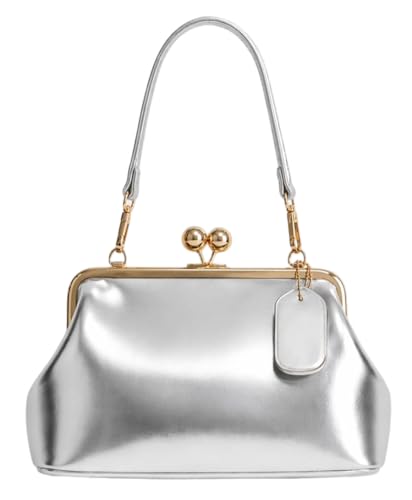 Image of Slouchy Kiss Lock Crossbody Bags Women Crescent KissLock Cross Body Hobo Shoulder Purses Kiss Clasp Hobo Handbags Wallet