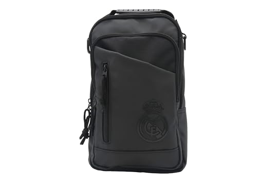 CYPBRANDS- Real Madrid, Bandolera, Bolso, Cartera, Riñonera, Color Negro, Producto Oficial