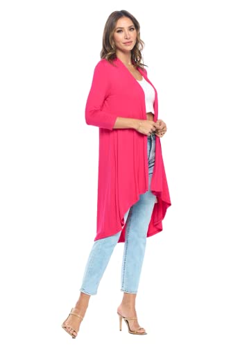 Image of Women's 3 /4 Sleeve Soft Open Front Casual Flowy Long Viscose Made from Bamboo Cardigan