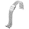 Juntan 22mm Metal Watch Strap, Stainless Steel Curved Ends Tapered Flexible Watch Band Replacement Bracelet Deployment Double Flip Lock Buckle Silver #1