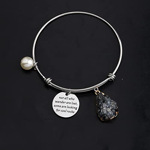 Gzrlyf Geology Bracelet Geologist Gifts Rock Lover Gifts for Women Funny Rock Collector Gifts not all who Wander are Lost2