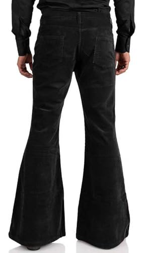 Image of Men's Corduroy Vintage Bell Bottom Pants 70s,Disco Stretchy Flared Pants Fit 60s 70s Outfits for Men,Mens Bell Bottom Jeans.