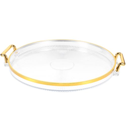 PRETYZOOM Plateau Rond Doré 11.6 Pouces Plateau De Service Décoratif pour Fruits Tasses Organisateur De Rangement pour Maison Et Bureau