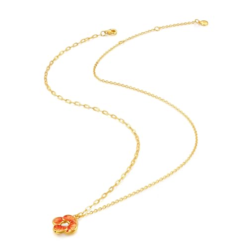 Image of CHOW SANG SANG 999 24K Gold MINTYGREEN Auspicious Windmill Dual Sided Wear Dainty Necklace for Women 47cm 95573N