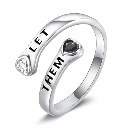 Bague en argent sterling 925 haut de gamme avec gravure Let Them fine