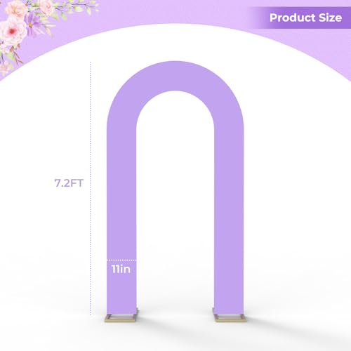 Babenest 7.2Ft Spandex Open Arch Backdrop, Fitted Double-Sided U-Shaped Wedding Arch, Round Top Chiara Stand Cover for Ceremony, Baby Shower, Birthday Party Decoration (Purple) by Babenest - Used condition - Image 3