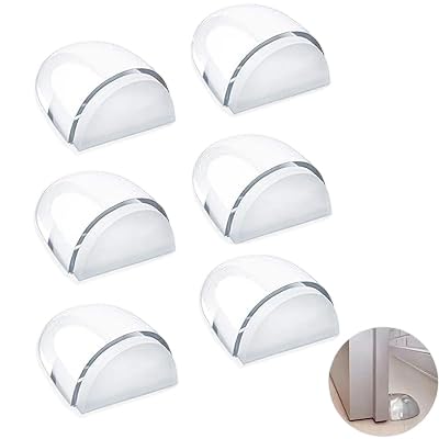 Topes para Puertas Suelo Adhesivos Transparentes, Pack 6 Tope Puerta Silicona Antigolpes sin Taladro Protector Invisible y Silencioso para Paredes y Muebles Sujeta Oficina Puertas Suelo