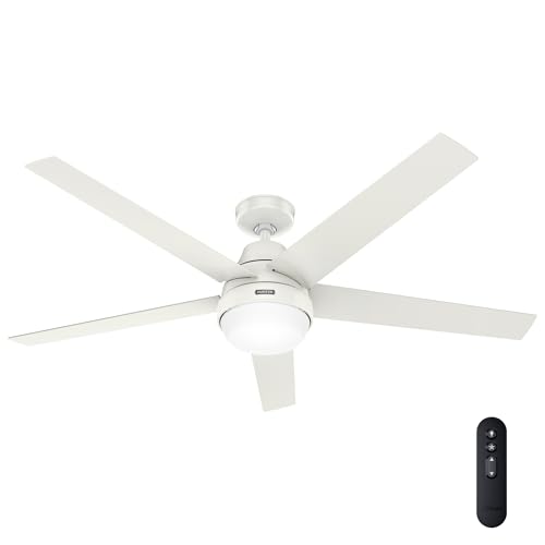 Hunter - Aerodyne Indoor Ceiling Fan With Light, Remote, 60-inch, Fresh White, Casual-style, 6-speed DC Motor, Energy Star, WiFi Smarthome, 52832, for living rooms, bedrooms, home offices, kitchens