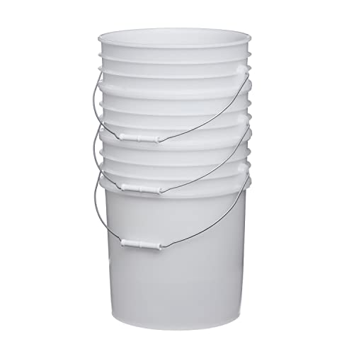 Hudson Exchange Premium 5 Gallon Bucket, HDPE, Natural, 3 Pack