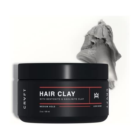 CRVFT Hair Clay 2oz | Medium Hold/Zero Shine Matte Finish | Add Volume & Texture | Ideal for Textured, Short & Medium Styles | Reworkable | [High Density] Clay Base, Stylist Approved [Unscented] Cover