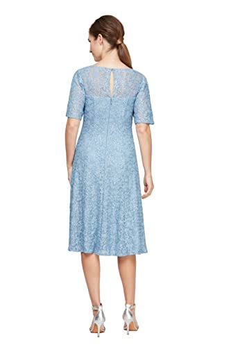 Image of S.L. Fashions Womens Stretch V-Neck Tea Length Dress