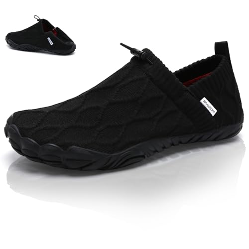 WateLves Barfußschuhe Damen Herren Zehenschuhe Traillaufschuhe Weich Hausschuhe Bequem Barfussschuhe Fitnessschuhe Männer Frauen Trainingsschuhe für Joggen Wandern Minimalistische (Schwarz,41EU)