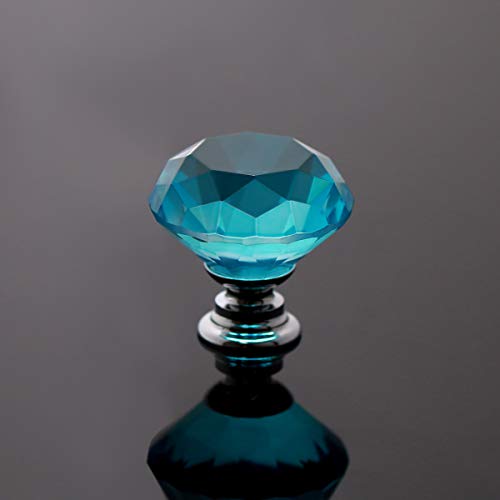 Akstore 10 Pcs Crystal Glass Cabinet Knobs 30mm Diamond Shape Drawer Kitchen Cabinets Dresser Cupboard Wardrobe Pulls Handles (Pink)