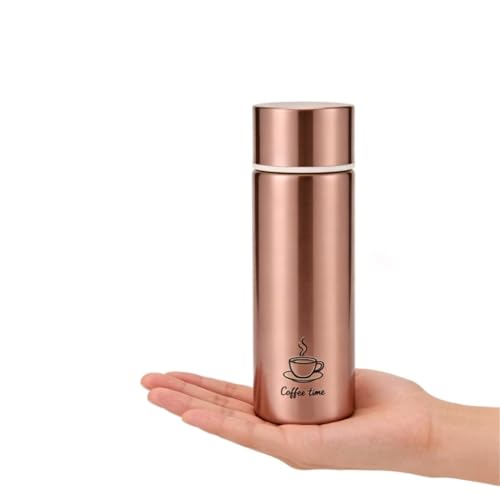 Mini WaterBottle, 5oz, Slim Stainless Steel, Small Insulated Coffee bottle, Small Tumbler, Mini Flask Keeps Drink Cold and Hot, Leak Proof Bottles for Purse, Lunch Bag,Coffee, BPA Free (Rose Gold)