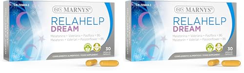 Relahelp Dream - Melatonina, Valeriana, Pasiflora y Melisa - Concilia el sueño y promueve la relajacion - Buen descanso - 30 cápsulas vegetales para un mes (Paquete de 2)