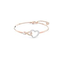 Swarovski Hyperbola Women's Bangle Bracelet with a Rose-Gold Tone Plated Bangle, Clear Crystals and Lobster Clasp