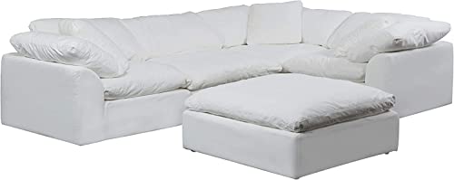 5 Piece Modular Performance White Sectional Slipcovered Sofa with 3-Power Recliners, Features Adjustable Headrest, Lumbar Support, USB and Wireless Charging Station, Extra Large Storage, 1 Console 5 Piece Modular Performance White Sectional Slipcovered Sofa with 3-Power Recliners, Features Adjustable Headrest, Lumbar Support, USB and Wireless Charging Station, Extra Large Storage, 1 Console
