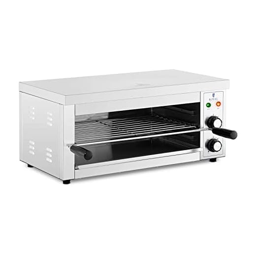 Royal Catering Horno Salamandra para Hostelería Tostador RCPES-280 (Potencia: 2.500 W, Temperatura: 50 - 300 °C, Acero inoxidable)