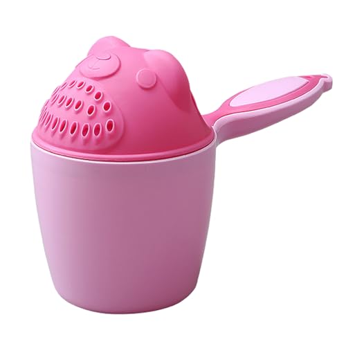 manhegari Vaso de lavado de champú, taza de baño para enjuagar el cabello, bonita taza de champú de dibujos animados, taza de lavado de pelo para bebé, con asa, reutilizable, diseño de dibujos
