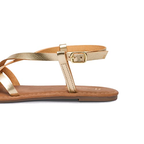 Image of Huayuanwell Women's Gladiator Flat Sandals Fisherman Strappy Sandals Ankle Strap Sandals
