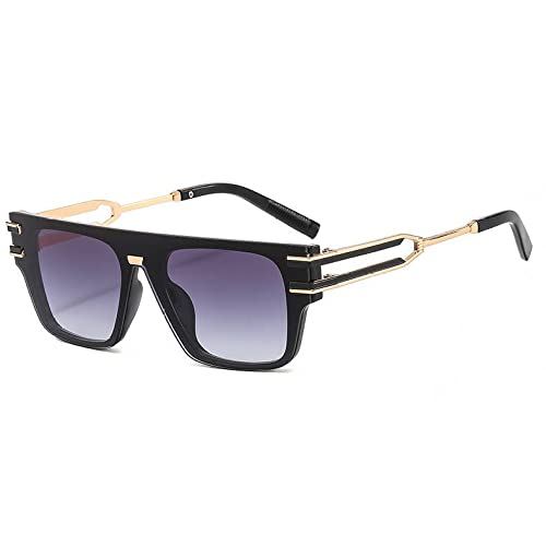 Lunettes de soleil UV400 carrées dégradées bleu violet rivets tendance