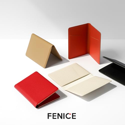 FENICE Bifold Card Wallet Holder Durable Vegan Eco PU Leather with Slim Sleek Minimalist Look for Men & Women (BLACK)2